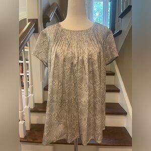 Anthropologie silk snakeskin swing top